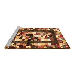 Sideview of Machine Washable Abstract Brown Contemporary Rug, wshcon1585brn