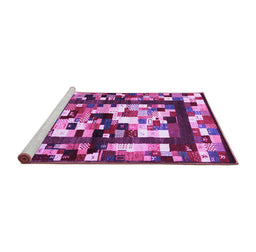 Sideview of Machine Washable Abstract Purple Contemporary Area Rugs, wshcon1585pur