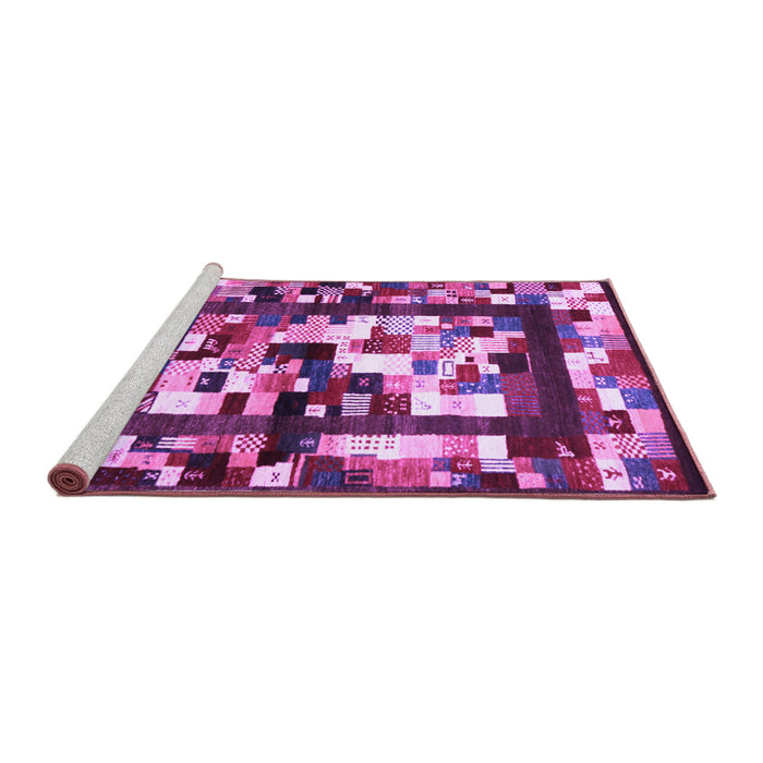 Sideview of Machine Washable Abstract Purple Contemporary Area Rugs, wshcon1585pur