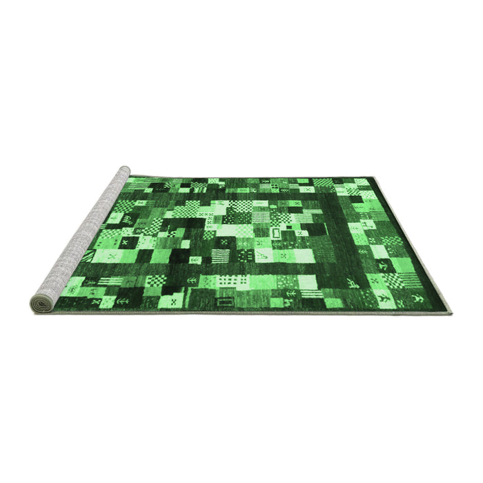 Sideview of Machine Washable Abstract Emerald Green Contemporary Area Rugs, wshcon1585emgrn