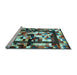 Sideview of Machine Washable Abstract Light Blue Contemporary Rug, wshcon1585lblu