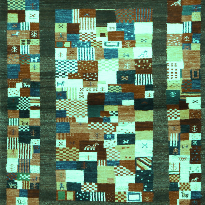 Machine Washable Abstract Turquoise Contemporary Area Rugs, wshcon1585turq