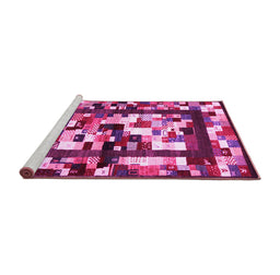 Sideview of Machine Washable Abstract Pink Contemporary Rug, wshcon1585pnk