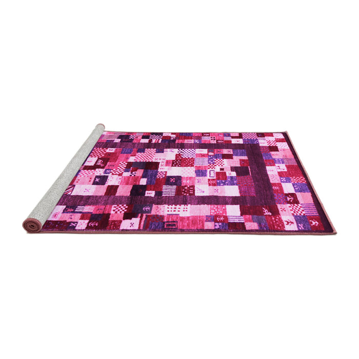 Sideview of Machine Washable Abstract Pink Contemporary Rug, wshcon1585pnk