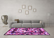 Machine Washable Abstract Purple Contemporary Area Rugs in a Living Room, wshcon1585pur