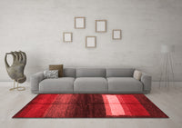 Machine Washable Abstract Red Contemporary Rug, wshcon1586red