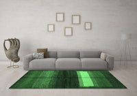 Machine Washable Abstract Emerald Green Contemporary Rug, wshcon1586emgrn