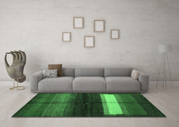 Machine Washable Abstract Emerald Green Contemporary Area Rugs in a Living Room,, wshcon1586emgrn