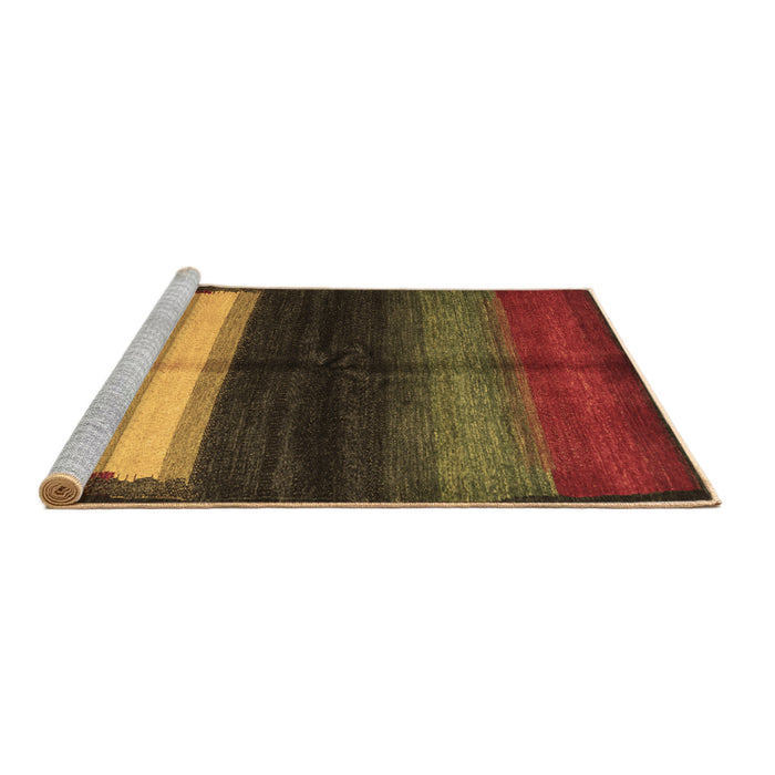 Sideview of Machine Washable Abstract Brown Contemporary Rug, wshcon1586brn