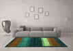 Machine Washable Abstract Turquoise Contemporary Area Rugs in a Living Room,, wshcon1586turq