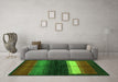 Machine Washable Abstract Green Contemporary Area Rugs in a Living Room,, wshcon1586grn