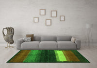 Machine Washable Abstract Green Contemporary Rug, wshcon1586grn