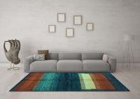 Machine Washable Abstract Light Blue Contemporary Rug, wshcon1586lblu