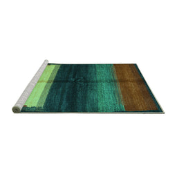 Sideview of Machine Washable Abstract Turquoise Contemporary Area Rugs, wshcon1586turq