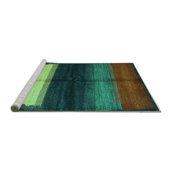 Sideview of Machine Washable Abstract Turquoise Contemporary Area Rugs, wshcon1586turq