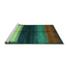 Sideview of Machine Washable Abstract Turquoise Contemporary Area Rugs, wshcon1586turq