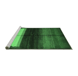 Sideview of Machine Washable Abstract Emerald Green Contemporary Area Rugs, wshcon1586emgrn