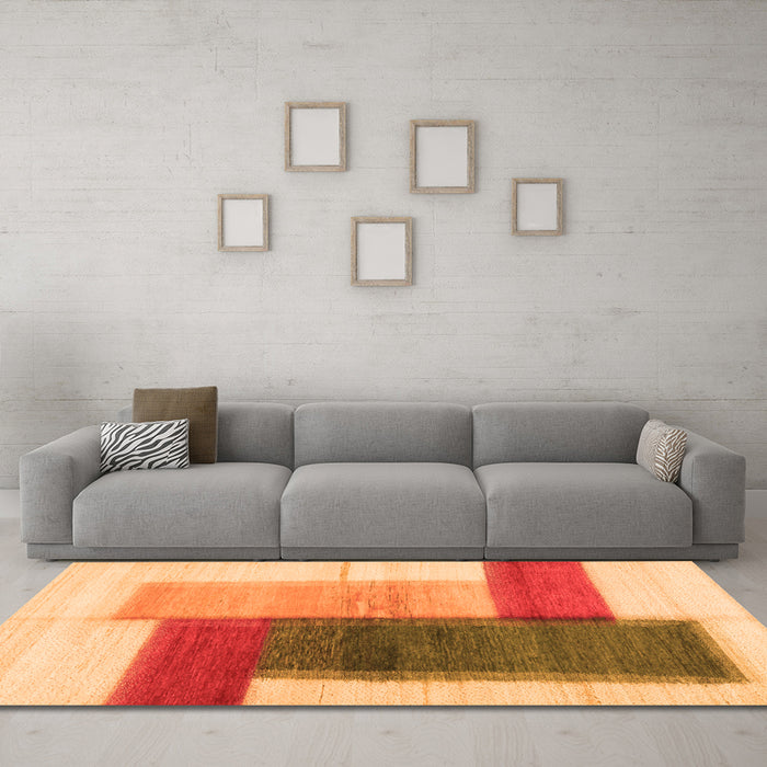 Machine Washable Abstract Orange Contemporary Area Rugs in a Living Room, wshcon1587org