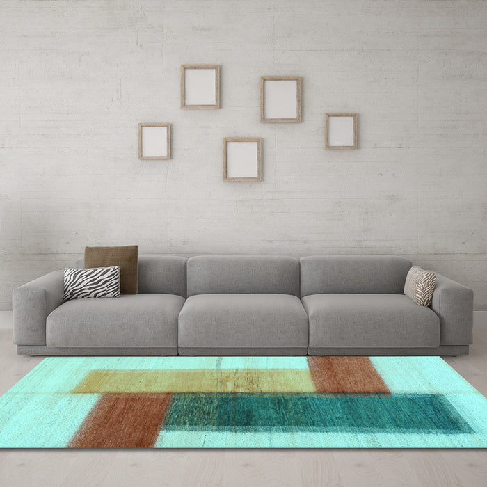 Machine Washable Abstract Light Blue Contemporary Rug in a Living Room, wshcon1587lblu