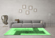 Machine Washable Abstract Emerald Green Contemporary Area Rugs in a Living Room,, wshcon1587emgrn