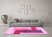 Machine Washable Abstract Pink Contemporary Rug in a Living Room, wshcon1587pnk