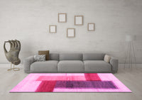 Machine Washable Abstract Pink Contemporary Rug, wshcon1587pnk