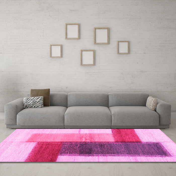 Machine Washable Abstract Pink Contemporary Rug in a Living Room, wshcon1587pnk