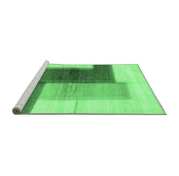 Sideview of Machine Washable Abstract Emerald Green Contemporary Area Rugs, wshcon1587emgrn