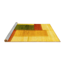 Sideview of Machine Washable Abstract Yellow Contemporary Rug, wshcon1587yw