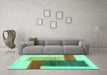 Machine Washable Abstract Turquoise Contemporary Area Rugs in a Living Room,, wshcon1587turq