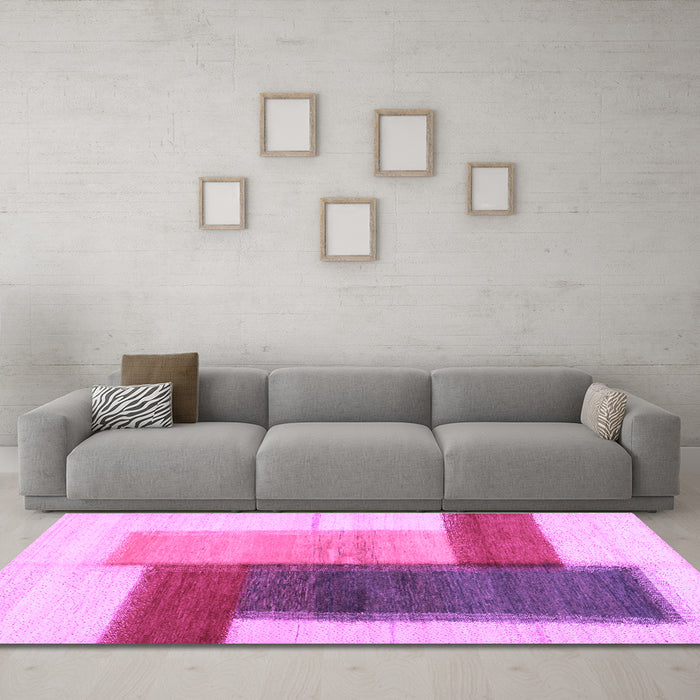 Machine Washable Abstract Purple Contemporary Area Rugs in a Living Room, wshcon1587pur