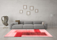 Machine Washable Abstract Red Contemporary Rug, wshcon1587red