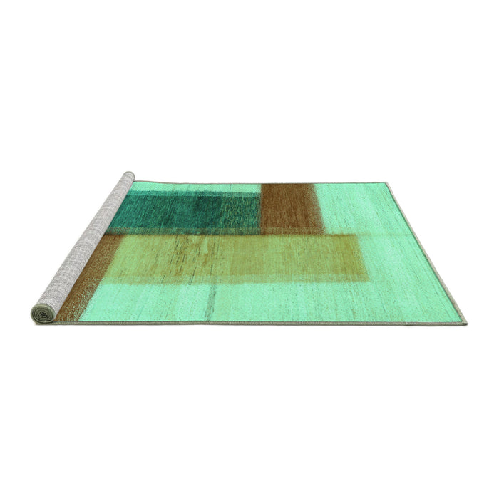 Sideview of Machine Washable Abstract Turquoise Contemporary Area Rugs, wshcon1587turq