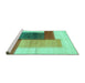 Sideview of Machine Washable Abstract Turquoise Contemporary Area Rugs, wshcon1587turq