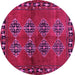 Round Machine Washable Abstract Pink Contemporary Rug, wshcon1588pnk