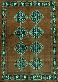 Abstract Turquoise Contemporary Rug, con1588turq