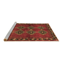 Sideview of Machine Washable Abstract Brown Contemporary Rug, wshcon1588brn