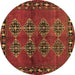 Round Machine Washable Abstract Brown Contemporary Rug, wshcon1588brn