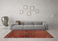 Machine Washable Abstract Brown Contemporary Rug, wshcon1588brn