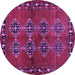 Round Machine Washable Abstract Purple Contemporary Area Rugs, wshcon1588pur