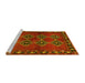 Sideview of Machine Washable Abstract Yellow Contemporary Rug, wshcon1588yw