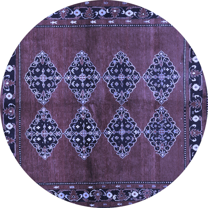 Round Abstract Blue Contemporary Rug, con1588blu