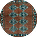 Round Abstract Light Blue Contemporary Rug, con1588lblu