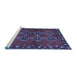 Sideview of Machine Washable Abstract Blue Contemporary Rug, wshcon1588blu