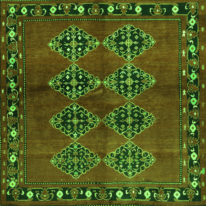 Serging Thickness of Abstract Green Contemporary Rug, con1588grn