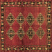 Square Machine Washable Abstract Brown Contemporary Rug, wshcon1588brn