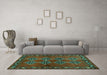 Machine Washable Abstract Turquoise Contemporary Area Rugs in a Living Room,, wshcon1588turq