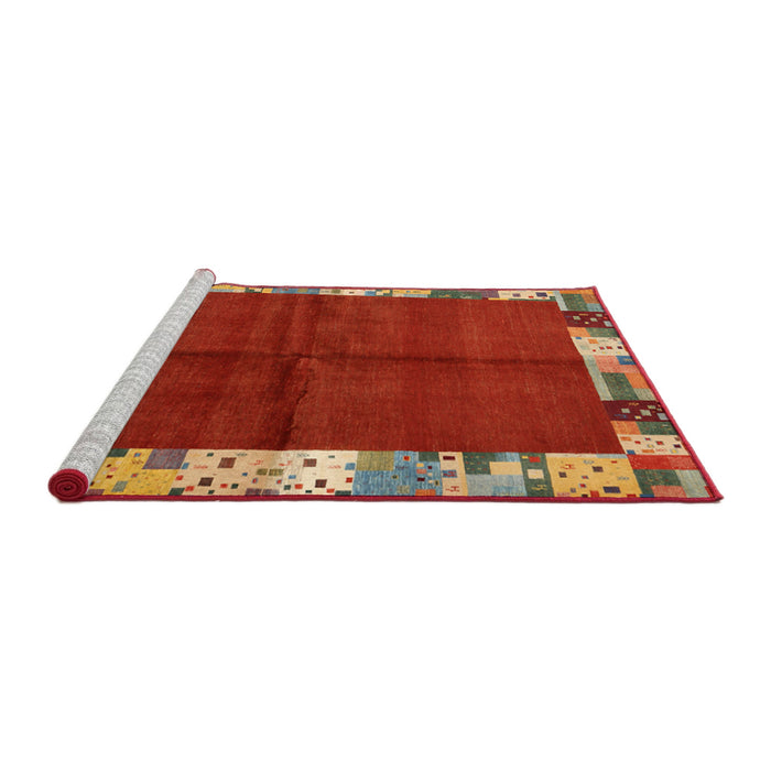 Serging Thickness of Machine Washable Contemporary Red Rug, wshcon1589