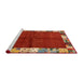 Serging Thickness of Machine Washable Contemporary Red Rug, wshcon1589