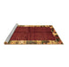 Sideview of Machine Washable Abstract Brown Contemporary Rug, wshcon1589brn